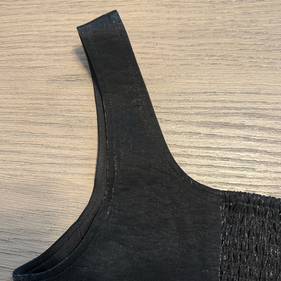 WAYF Black Cropped Corset Boning Button Up Top Sz Small Night Out Square Neck - Picture 6 of 8